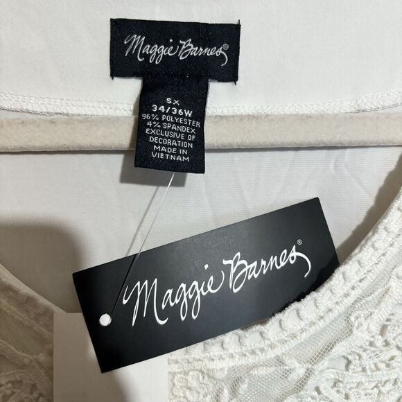 Maggie Barnes Tunic Top Womens 5X 34 36W Ivory Stretch Blouse Ladies - Picture 7 of 8